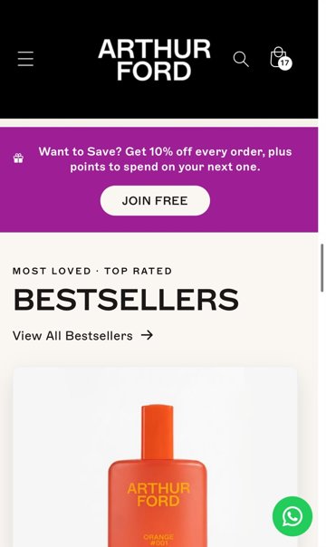 Mobile homepage Rewards join banner above the Bestsellers carousel